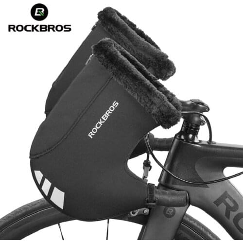 ROCKBROS Winter Bicycle Gloves Road Bike Cycling Thicken Warm Windproof Gloves Reflective Strip Rainproof Gloves MTB Accessories