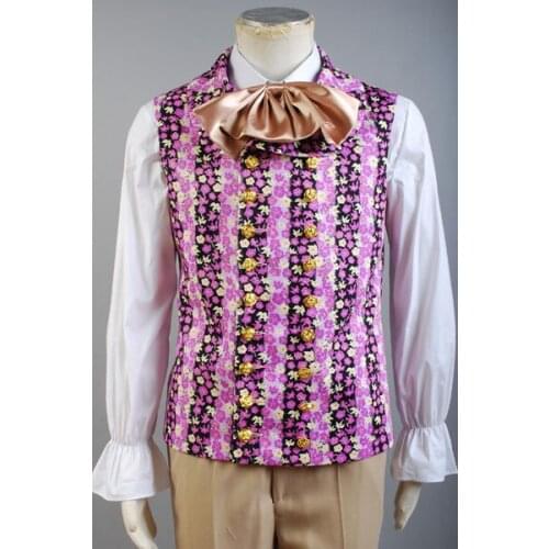 Willy Wonka and Charlie Chocolate Factory Costume Vest Only Purple Jacket Halloween Carnival Shirt Cosplay Costume