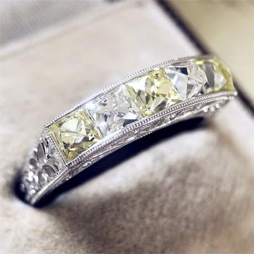 YOUHAOCC New Style Ring Vintage Elegant Ring Square Diamond Olive Green Ring Unisex Jewellery Accessories Size: 6-10