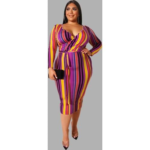 Spring Fashion Womens Long Sleeves Dress Multi Color Cross Tight Bag Hips V-neck Office Lady Style Sexy Dress with Belt
