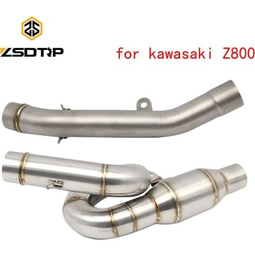 ZSDTRP Motorcycle Link Pipe Mid Middle Pipe Exhaust Pipe Slip On For Kawasaki Z800 2012-2017