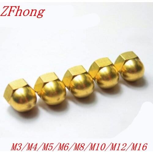 1-10pcs M3 M4 M5 M6 M8 M10 M12 M16 Brass Cap Nut Acorn Nuts