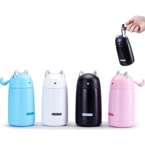 330ML 1PC Thermos Cup Cartoon Moe Cat Thermo Mug Drinkware Kids Water Bottle Stainless Steel Vacuum Leak-proof Insulation Cup
