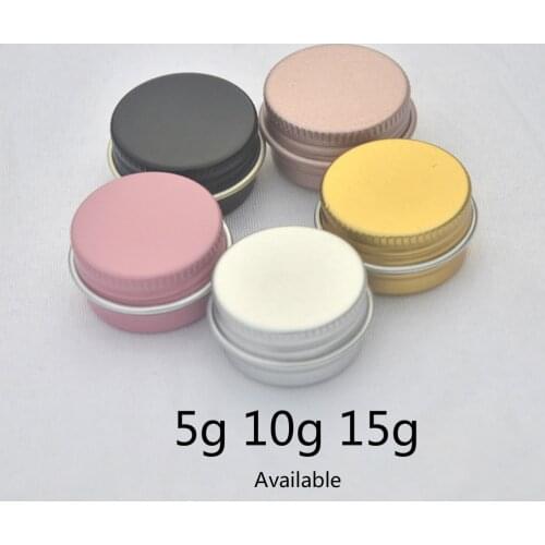 20pcs 5g 10g 15g Empty Aluminum Jar Cosmetic Lip Balm Makeup Eye Cream Container Rose Gold Silver Pink Refillable Metal Bottle