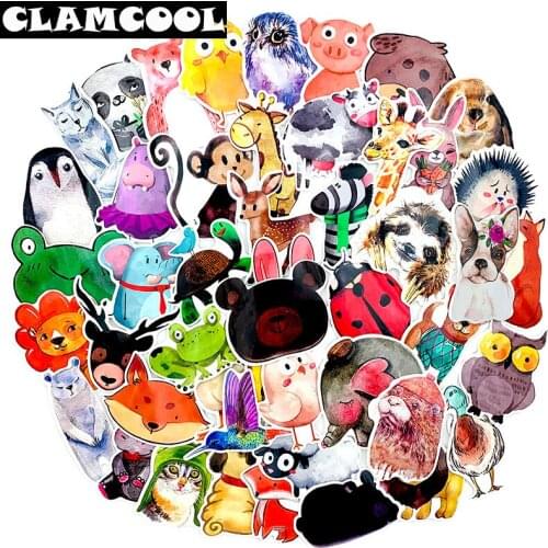 50Pcs Animation Ink Painting Wind Cartoon Animals Sticker For suitcase Car Styling Skateboard Motorcycle Children Gift Sticker