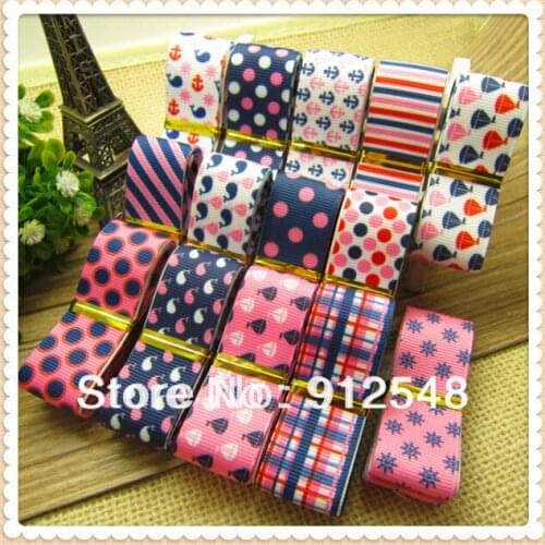 7/8'' (22mm) seas printed Grosgrain ribbon Polyester cartoon Ribbon haribow accessory gift pack,14 color mix, 83115