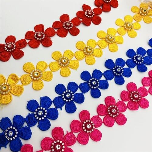 African flowers lace Embroidered Diy Handmade lace trim Ribbon Sewing on African Nigeria Supplies Crafts