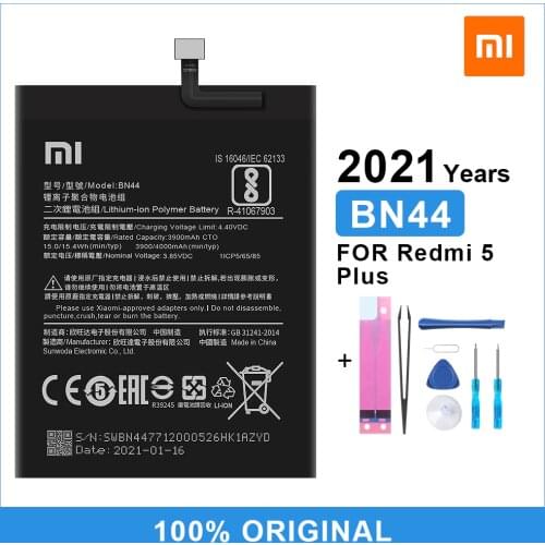 Xiao Mi Original Phone Battery BN44 For Xiaomi Redmi 5 Plus Replacement Battery 4000mAh With Free Tools