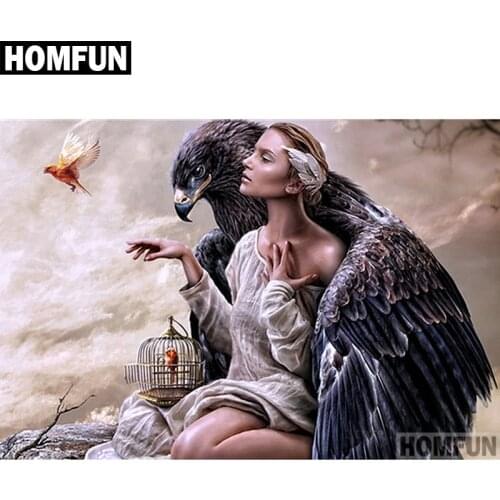 HOMFUN 5D Diamond Painting Full Drill Diamond Embroidery "Eagle bird beauty" Picture Of Rhinestone Handmade Home Decor A00547
