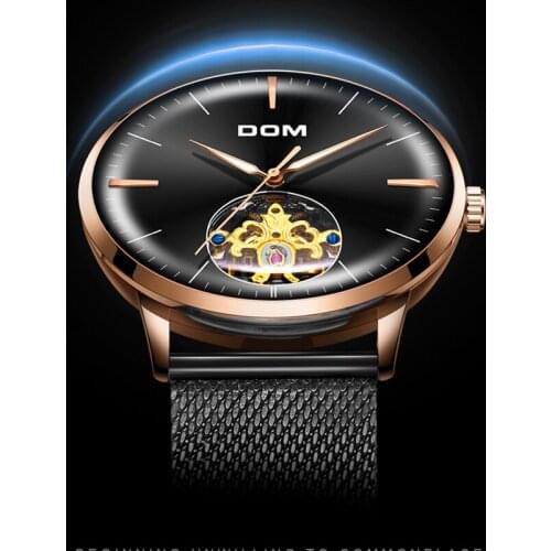 DOM Luxury Brand Watch Men Automatic Self-Wind Stainless Steel 3ATM Waterproof Mechanical Watches Male Sports Tourbillon Reloj