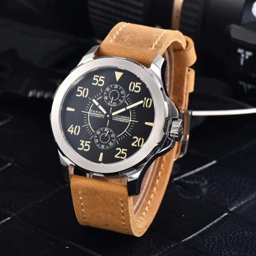 Men automatic watch,mens wrist watches PARNIS sport man self wind mechanical wristwatch waterproof clock military relogio luxury