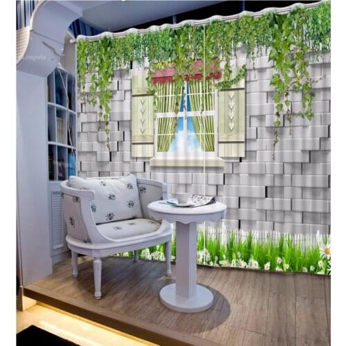Decoration Curtains 3D Blackout Curtains For Bedroom Living Room 3D Photo Flower Girls Room Curtains Green Window Drapes