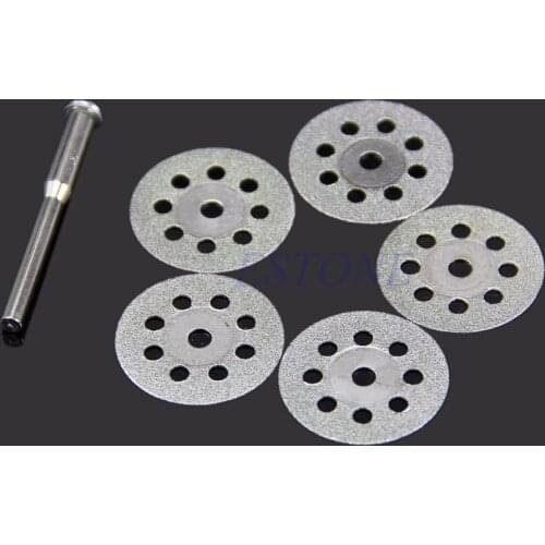 Mini 22mm 5PCS Sharp Rotary Diamond Cutting Discs Disks Dremel Tools With A Rod APr 11