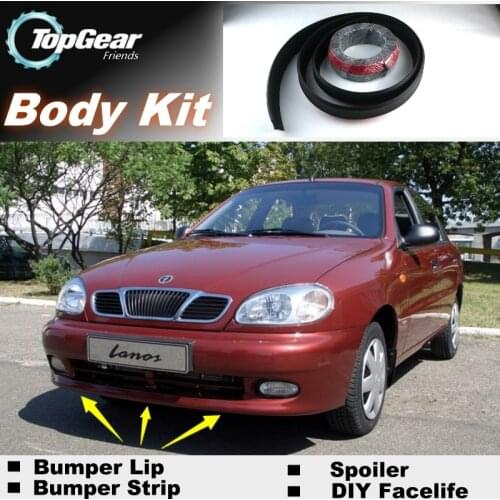 For FSO Lanos Bumper Lip Lips / Top Gear Shop Spoiler For Car Tuning / TOPGEAR Body Kit + Strip