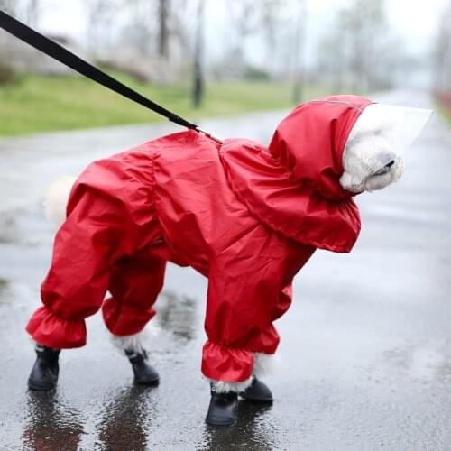 New 4-Colors Dog Raincoat Outdoor Puppy Raincoat XS-2XL Waterproof Raincoat For Dogs Pet Jumpsuit Clothes