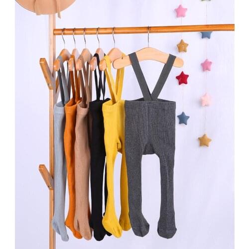 Breathable Infant Kids Suspender Pantyhose for Baby Girls Boy Spring Autumn Cute Solid Color High Waist Bandage Overall Leggings