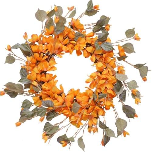 Fake Flower Wreath Gesang Garland Natural Rattan Ring Circular Party Wall Hanging Festival Thanksgiving Silk Artificial Flowers