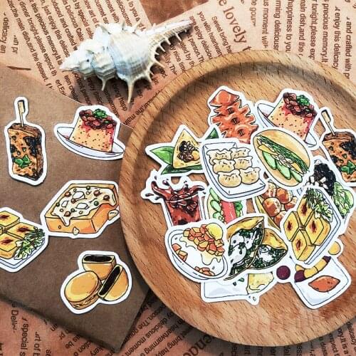 Kawaii Chinese Food Stationery Sticker Scrapbooking Seal Creative DIY Cartoon Diary Journal Decorative Adhesive Paper Supplies
