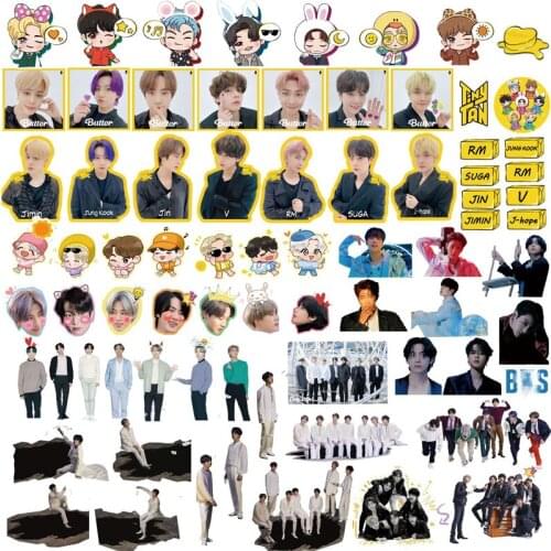 Korean Kpop Star Bangtan Boys Album Butter Stickers Idols Cute Photos Poster Toys Stickers For Skateboard Suitcase Laptop 70Pc