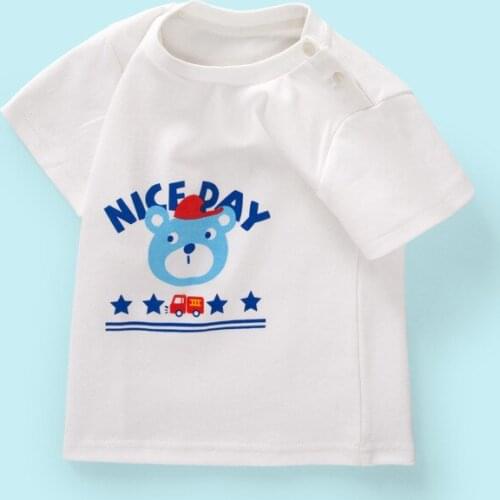 Beautiful Little Bear Good Quality Short T-Shirt Summer Cotton White Boys and Girls Cartoon Half Sleeve Clothes