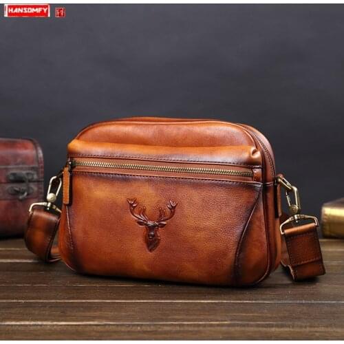 Small shoulder Messenger bag men bag leather casual fashion men bag small back pack diagonal bag Korean tide brand hit color
