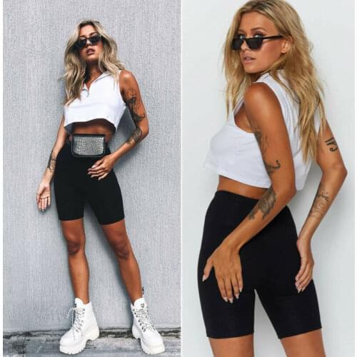 Fashion Women Cycling Shorts Ladies Sexy High Waist Solid Color Slim Skinny Fitness Gym Running Yoga Casual Black Sports Shorts