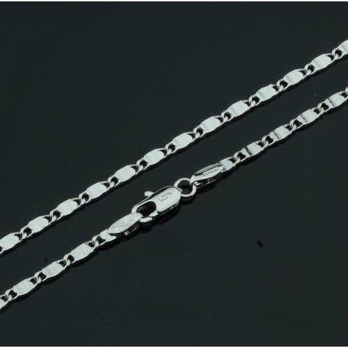 FJ 3 Style Men Women White Gold Color Necklace Curb Chains 50cm 60cm