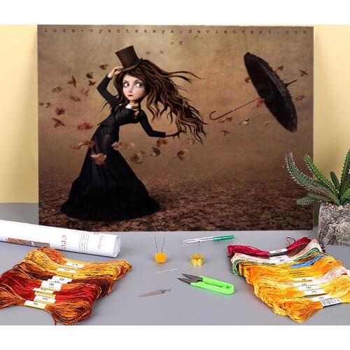 Woman Girl Pre-Printed 11CT Cross-Stitch DIY Embroidery Set DMC Threads Painting Sewing Hobby Handiwork Room Decor Jewelry