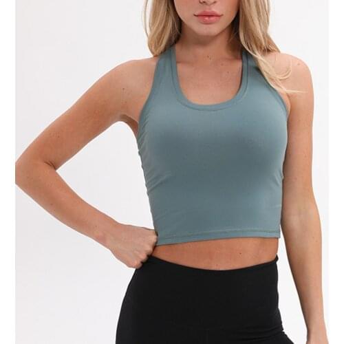 Nylon Sport F Crop Tops Women Soft material Running Vest Yoga top tank Plain Gym Jogger Workout Fitness Vest shirt clothes