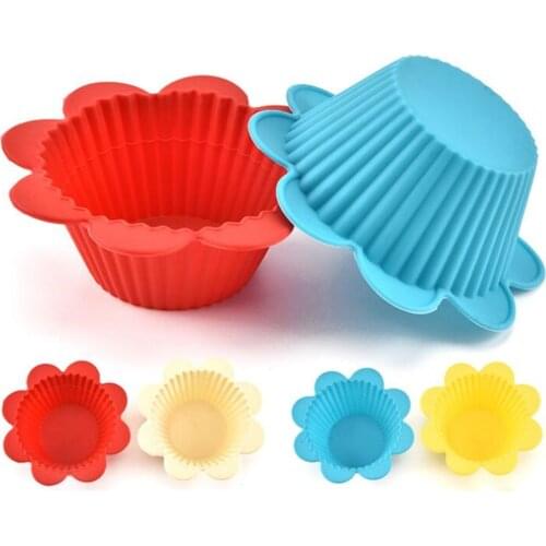 New 200pcs/lot Flower shape Cupcake Liners mold Kitchen Craft Colour Silicone Cupcake Cases silicone Cake bakeware