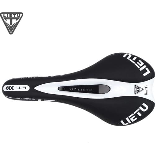 Lietu New Bicycle Saddle Ergonomic MTB Road Bike Perforated Seat Foam Cushioned PU Leather Texture Steel Rail Cycle Accessories