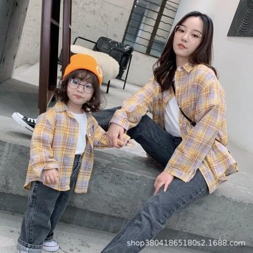 Mommy and Daughter Matching Clothes Fashion Plaid Long Sleeve Shirt for Mother and Daughter Family Look Mom and Me Tops Autumn