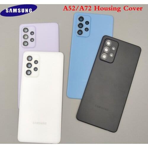 Original SAMSUNG Galaxy A52 A525 A72 A725 Back Battery Cover Rear Door Housing Panel For A 52 A 72 With Camera Glass Lens + Logo