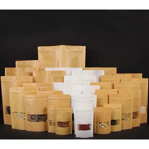 Stand up zip lock kraft paper bag,Kraft paper zip lock bag,wedding favor bag, kraft Zip lock Food packaging bag 50pcs