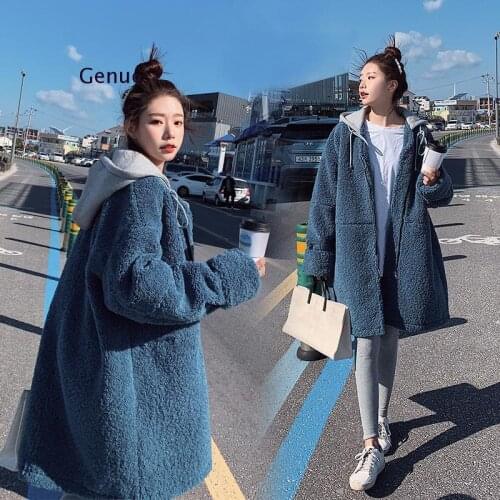Women Winter Coats Casual Hooded Collar Lamb Wool Coat Girl Outside Keep Warm Leisure Time Long Sleeve Loose Plus Size 4Xl