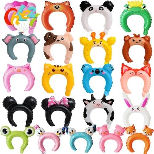 10Pcs Cartoon Animals Headband Balloons Cute Rabbit Frog Elephant Balloon Childrens Toys Birthday Party Decoration Baby Shower