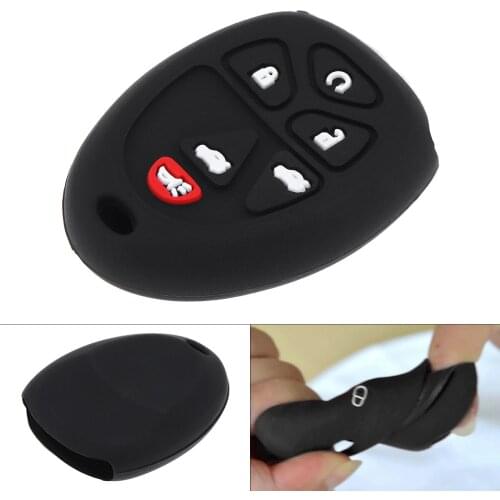 6 Buttons Durable Silicone Straight Plate Car Key Case Protector Fit for Cadillac Escalade/Chevrolet /GMC Yukon 2007 - 2014