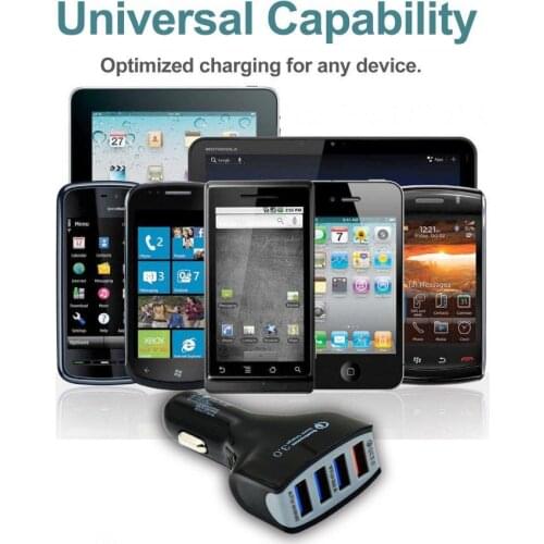 QC3.0 Mobile Phone Car-Charger 4 Port Fast USB Car Charger Adapter With Cable Universal For Samsung Galaxy LG Phones wholesale