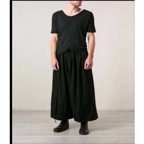 Plus Size Men Clothing Wide Leg Pants Pleated Ankle Length Trousers Hairstylist Loose Pants Singer Costumes Hot 2020 Fashion