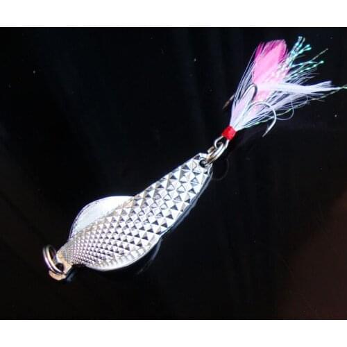 Fishing Diamond Spoon Lure Water Bird Metal Lures Bait 5.3cm 12g With Feather Jig 1 Piece Sale