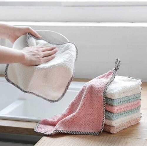 Super Absorbent Microfiber Kitchen Dish Cloth Thickened Tableware Household Cleaning Towel Kitchen Tools Gadgets