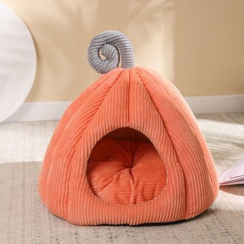 Detachable Washable Pumpkin Shaped Pet Bed Kennel All-inclusive Closed Soft Sleeping Cushion for Small Medium Large Dogs Cats