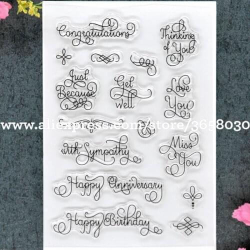 Happy Birthday Anniversary Congratulations Scrapbook DIY photo cards rubber stamp clear stamp transparent stamp 11x16cm 8101636