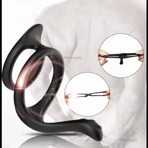 Silicone Penis Ring Semen Lock Ring Set Penis Couple Ring Delayed Ejaculation Chastity Cage Sleeve for Penis Mens Sex Toy Adult