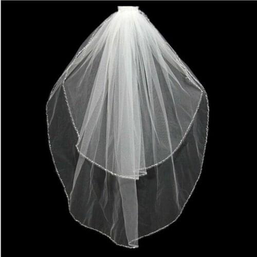 Beaded Edge Wedding Veils Cheap Bridal Accessories Elegant Fashion Style Comb