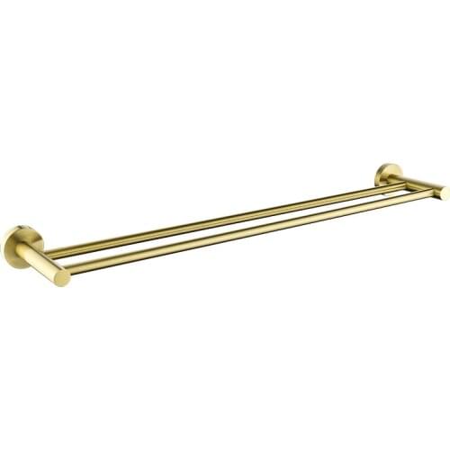 Stainless Steel Towel Rack Brushed Gold Towel Bar Bathroom Hanger Towel Rack Toilet Wall-mounted Shelf Double Rod Material