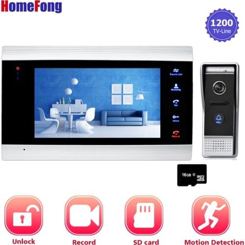 Homefong 7 Inch Video Door Phone Intercom System Door Release Unlock Color Doorbell Camera 1200TVL IR Night for Home Security