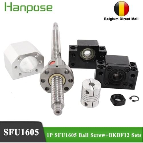 Rolled ball screw SFU1605 C7 with end machined+1605 ball nut+nut housing+BK12 BF12 end support + coupler RM1605 for CNC XYZ