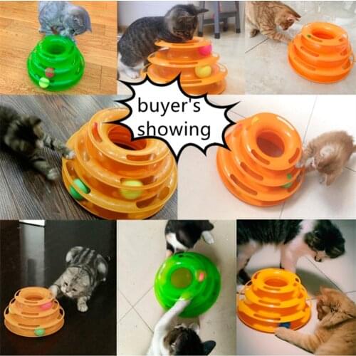 Funny Cat Pet Toys Cat Crazy Ball Disk Interactive Amusement Plate Play Disc Trilaminar Turntable Cat Toy