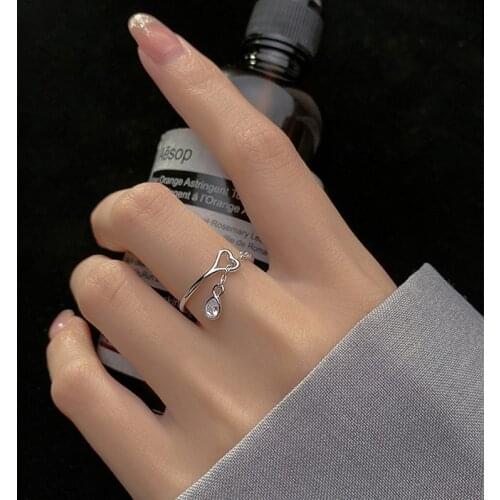 Raindrops Tassel Joint Rings For Women Opening Adjustable Zircon Simple Korean Fashion Hot Punk Lady Wedding Jewelry BOYULIGE